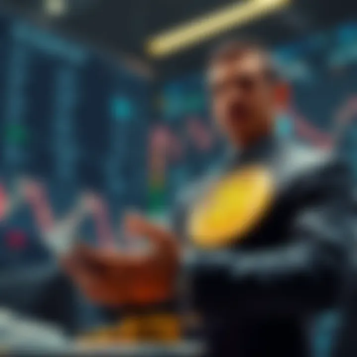 A confident trader placing a large investment in Bitcoin, symbolizing market optimism