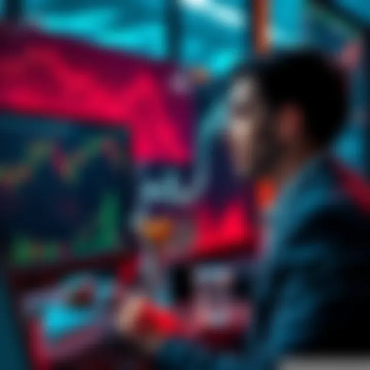 A worried trader looks at financial charts and silver assets on a computer screen, contemplating the impact of a broker's shutdown of commodities services.
