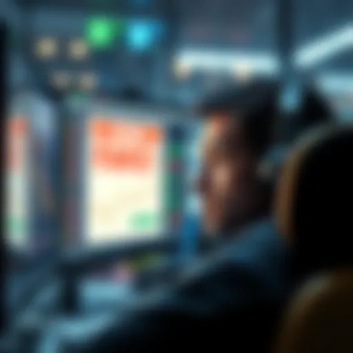 A worried trader looking at a computer displaying a fake Uniswap advertisement, symbolizing the risks of online scams in cryptocurrency.