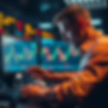 Trader making a large investment A trader analyzing financial charts with a significant investment amount before a major political address