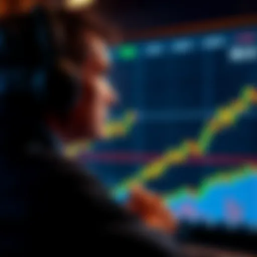 A frustrated trader staring at a Bitcoin price chart, reflecting on missed buying opportunities and waiting for a price drop.