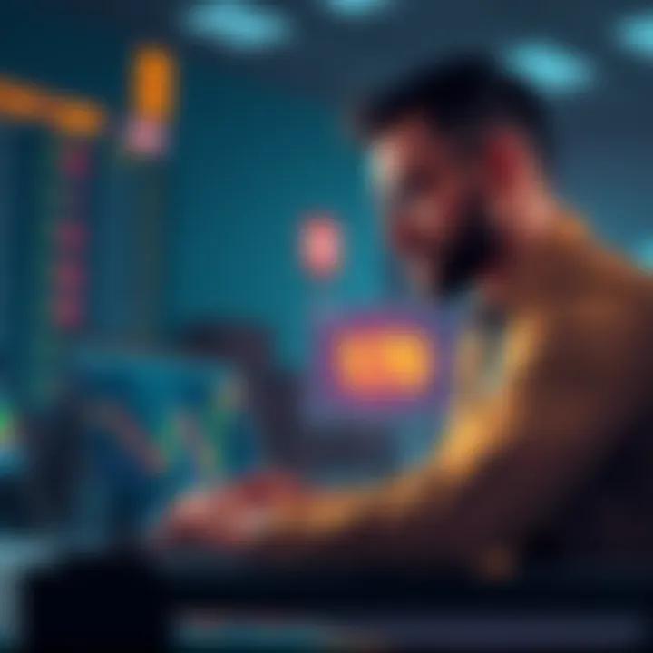 A trader looking pensive while analyzing memecoin charts on a laptop