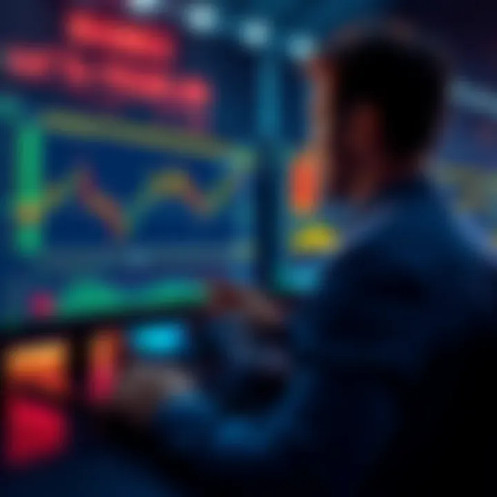 A trader analyzing charts on two screens, one showing BitMEX and the other Binance, illustrating a dual trading strategy for crypto derivatives.