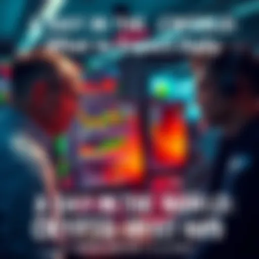 Traders Analyzing Crypto Market Traders looking at charts and graphs on screens, discussing cryptocurrency trends and market changes in a busy office setting