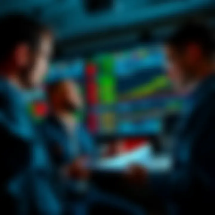 Traders Analyzing Market Charts Group of traders reviewing stock market charts and discussing strategies for success