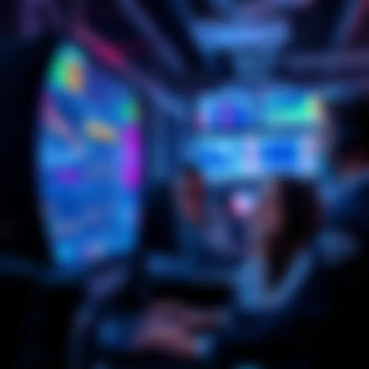 Group of traders focused on their screens, analyzing data and trading for long hours