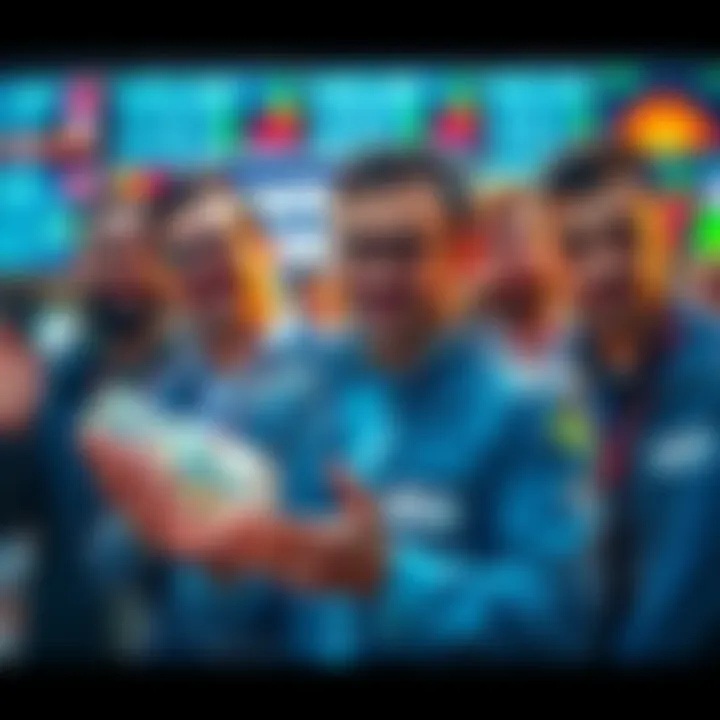 A group of traders with confident expressions holding digital assets, symbolizing resilience in a rising market.