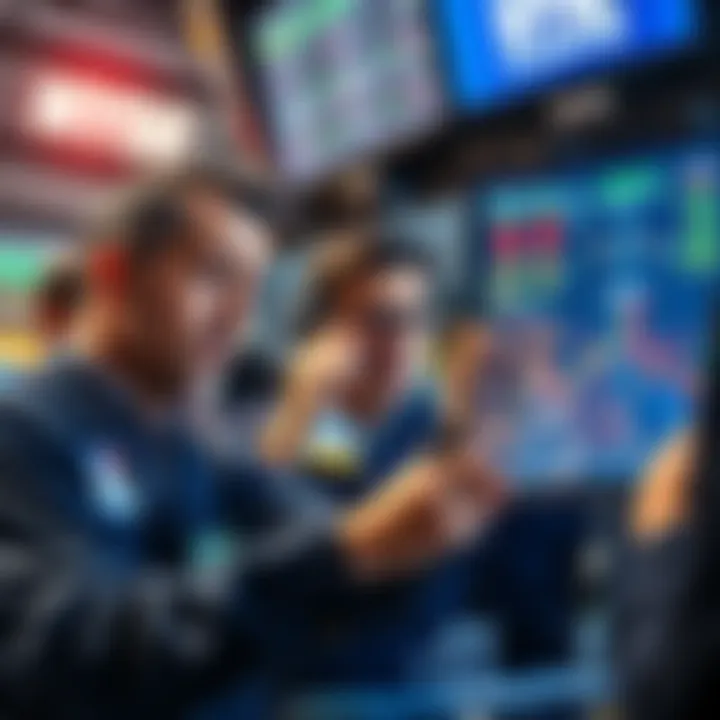 A group of traders looking concerned as they review charts showing a significant market decline