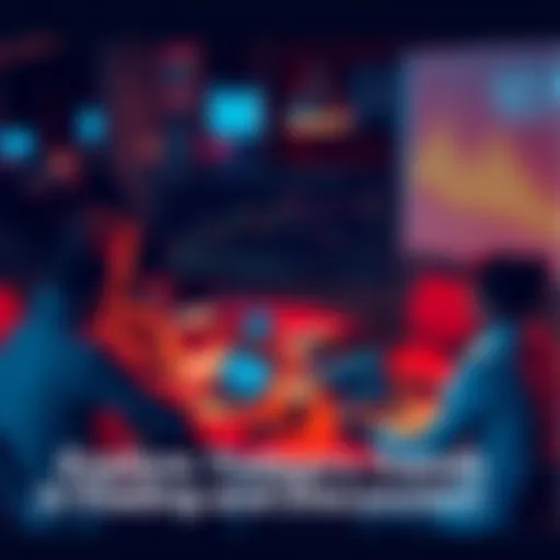 Trading Discussion Group of people discussing trading strategies around a table with charts and laptops