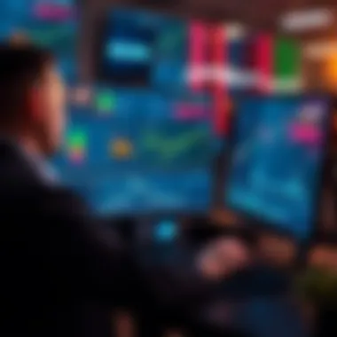 Trading Strategy and Luck A trader analyzing charts and data on a computer screen, weighing strategies against luck in trading decisions.