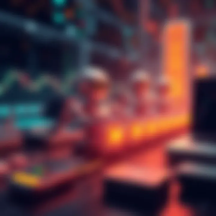An illustration showing various trading bots connecting to different wallets, symbolizing multiple wallet copy trading from a single target wallet.