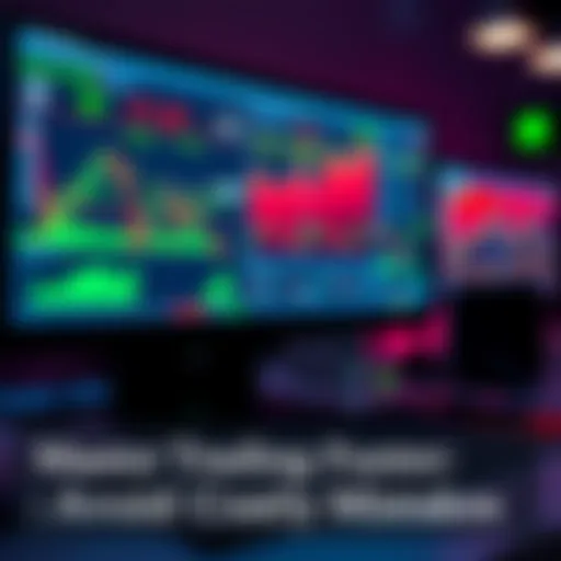 A screenshot of a trading simulator displaying historical market data with charts and graphs, showing practice trading in action.