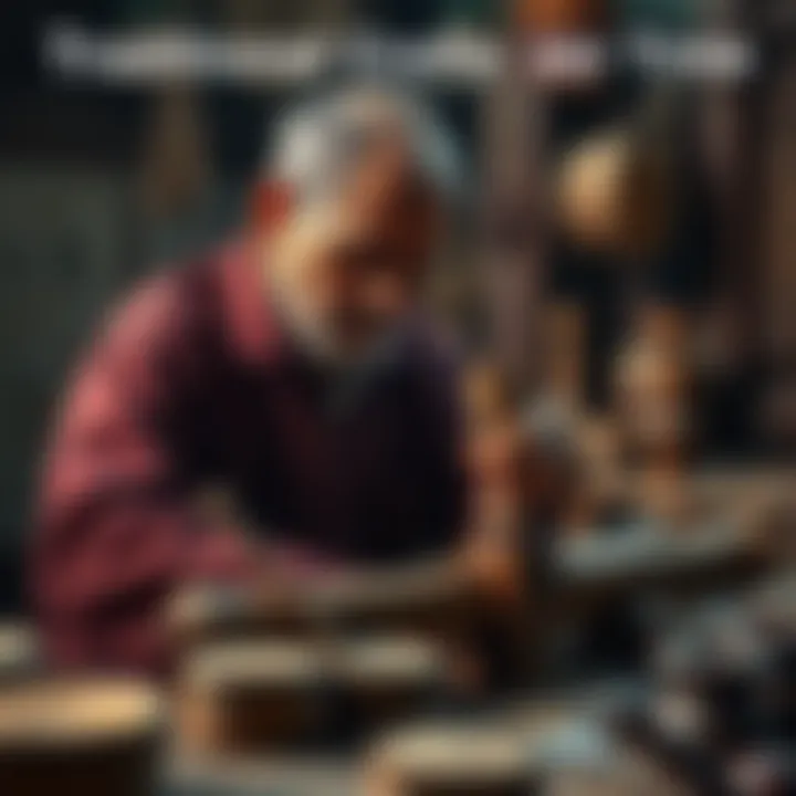 Traditional Crafts Over Time An artisan working on a wooden craft, showcasing the beauty of traditional skills that improve with time.