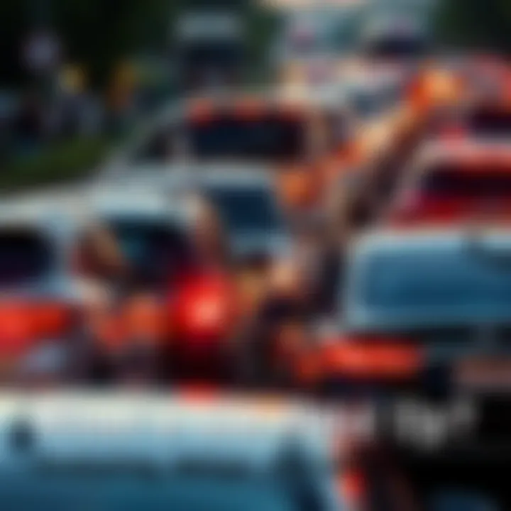 Traffic Jam Cars stuck in a traffic jam with frustrated drivers waiting