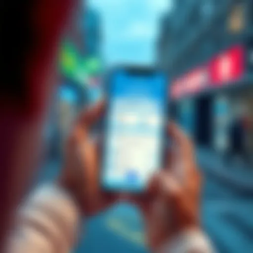 A person holding a phone showing the Revolut app with bank logos in the background, representing money transfer options