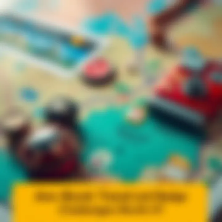 A visual representation of travel and gaming challenges with badges and maps