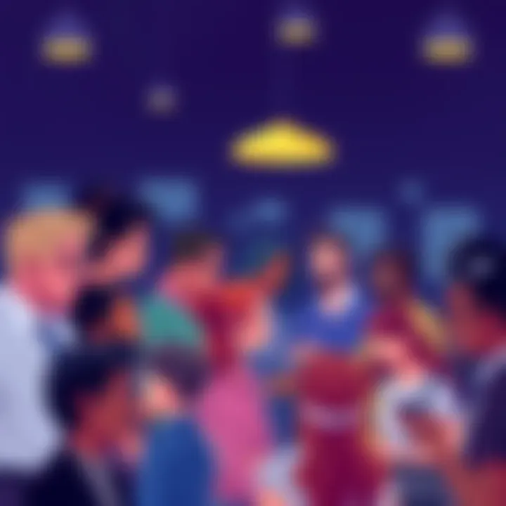 An illustration showcasing diverse people engaged in conversations about trending topics