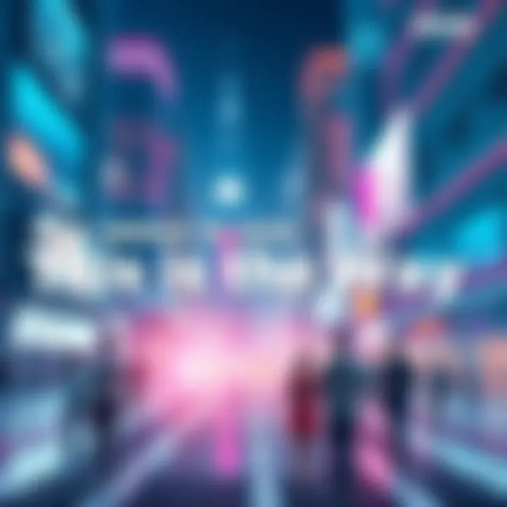 Trends in 2026 A futuristic city with advanced technology and diverse people engaging with new innovations