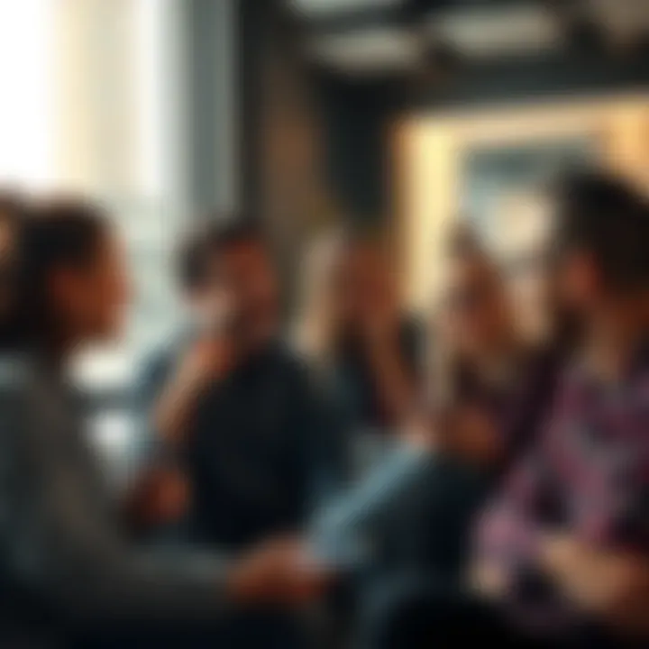 A group of people discussing current trends and sentiments in a casual setting, showcasing diverse expressions and engagement.