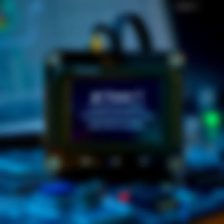Close-up of Trezor model T showing a connectivity error on the screen