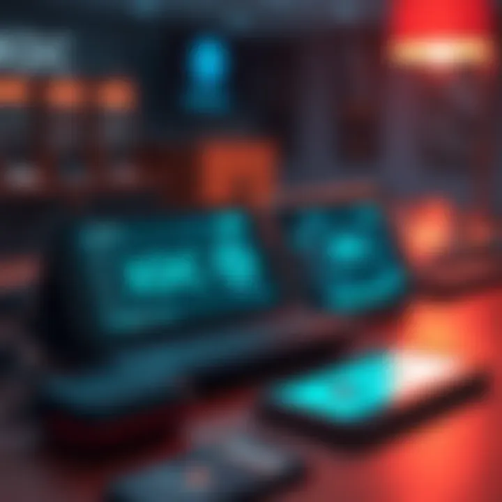 A display of Trezor and Ledger hardware wallets on a table, showing their interfaces with focus on XDC tokens