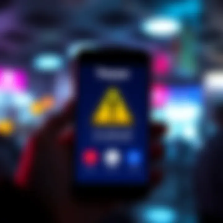 A smartphone displaying a suspicious call from Trezor, with a warning symbol, representing scams asking for seed phrases.