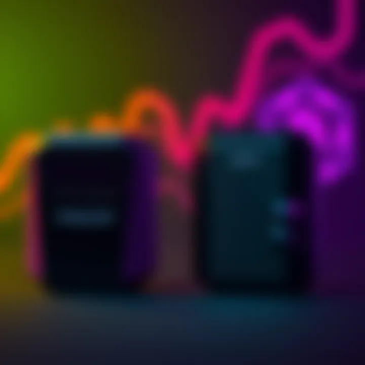 A Trezor 3 device next to a Safe 5 device, showcasing their designs and features, with a background representing software updates.