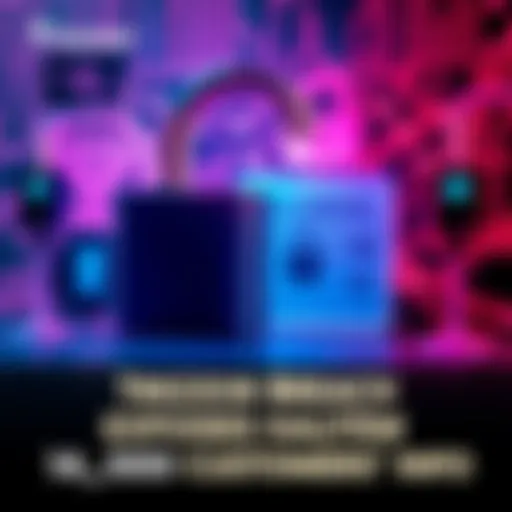 Graphic showing a lock and warning sign with a list of exposed customer information