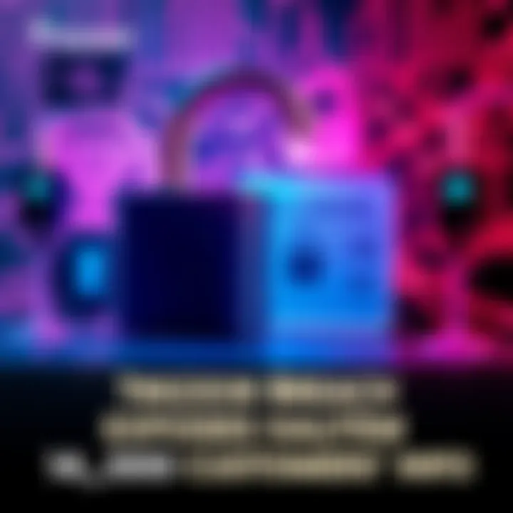Graphic showing a lock and warning sign with a list of exposed customer information