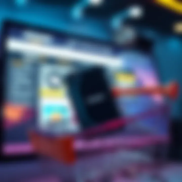 A Trezor One cold wallet displayed in a shopping cart with a computer screen showing the Amazon website in the background