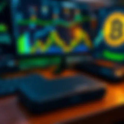 A Trezor Safe 3 hardware wallet displayed on a wooden desk with Bitcoin graphics in the background
