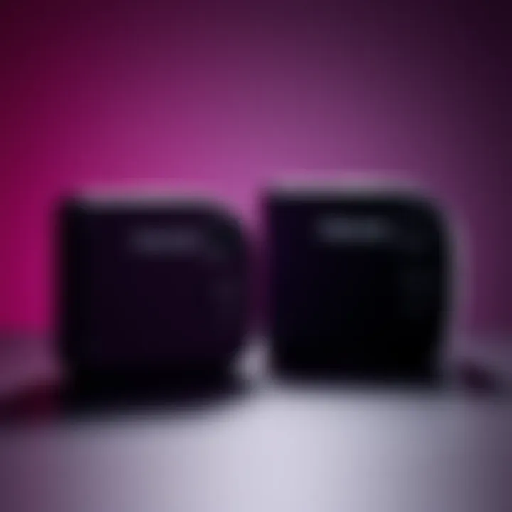 The Trezor Safe 5 in violet next to the black model, highlighting the mix-up in color.