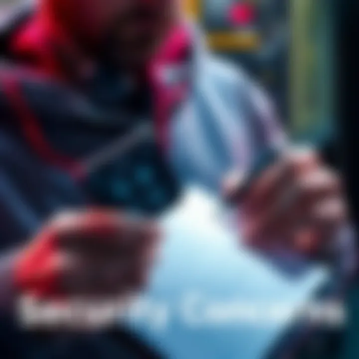 A user holding a Trezor device while examining security features and backup options, with a notepad for taking notes on improvements needed.