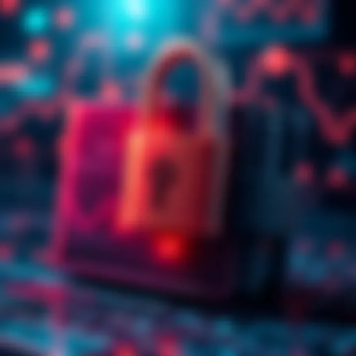 A digital illustration of a security lock overlaying a Trezor wallet, symbolizing cryptocurrency protection.