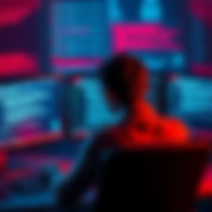 A person sitting at a computer looking frustrated while trying to connect to their online account, surrounded by error messages on the screen.