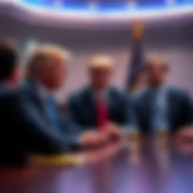 Trump Meeting with Crypto Leaders Former President Trump meeting with leaders from Coinbase and Ripple discussing cryptocurrency regulations.