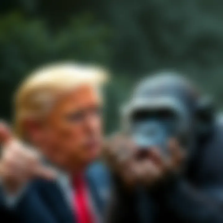 President Trump mimicking an ape's gestures and expressions, causing surprise and discussion