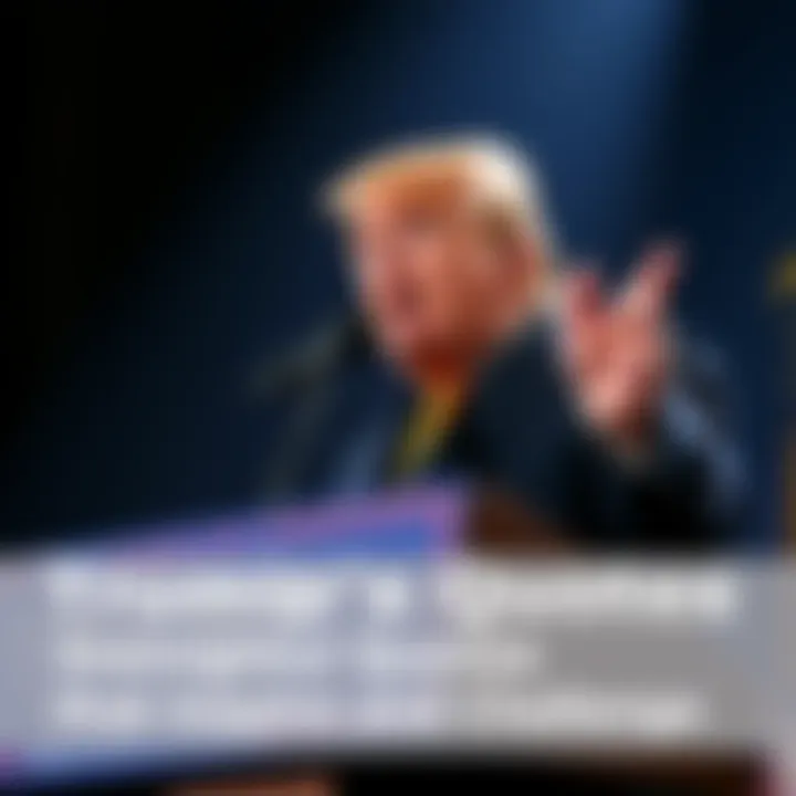 Donald Trump delivering a speech, showcasing his expressions and gestures while addressing an audience.