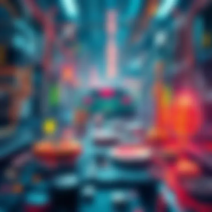 A futuristic graphic illustrating technology and cryptocurrency influenced by tariff changes