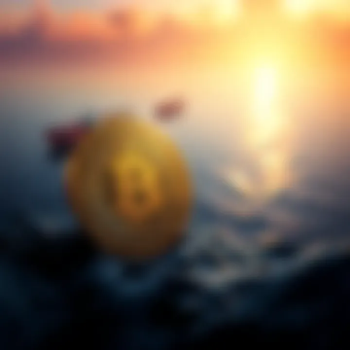 Trump Coin and Cryptocurrency Concept A graphic showing a cryptocurrency coin labeled Trump Coin with a ship passing through the Strait of Hormuz in the background.