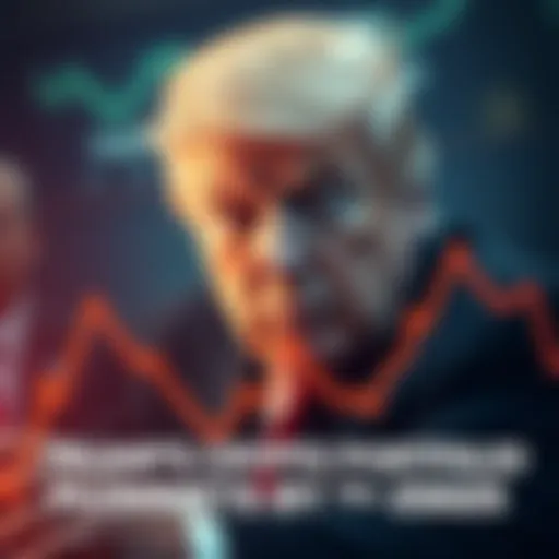 Donald Trump looking concerned as a graph shows a steep decline in cryptocurrency value