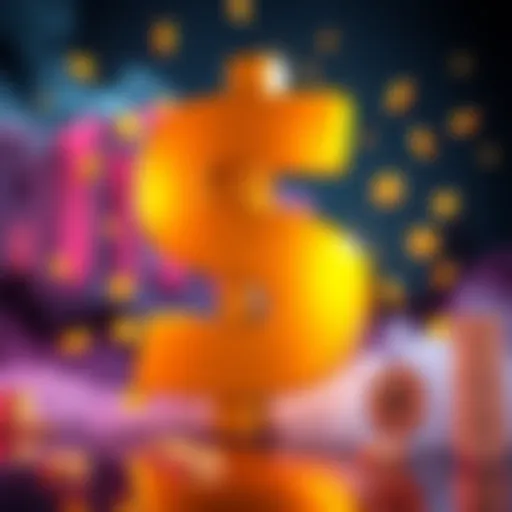 Illustration showing a large dollar sign with cryptocurrency symbols around it, representing Trump's $800 million earnings in crypto.