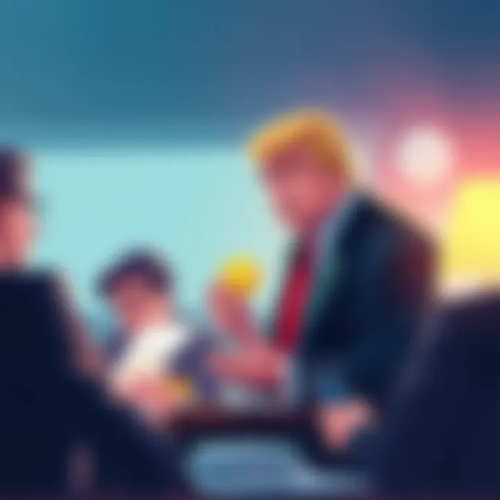 An illustration showing President Trump discussing cryptocurrency with financial experts, highlighting upcoming accounting changes in 2026.