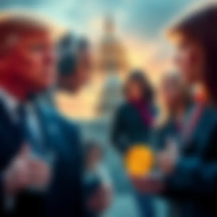 The Trump family exploring cryptocurrency investments with a backdrop of Capitol Hill