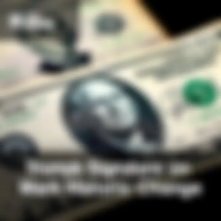 Close-up of a new US dollar bill featuring President Trump's signature alongside the Secretary of the Treasury's signature, celebrating a historic financial change.