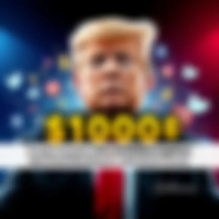 Donald Trump promoting a new subscription service for Wall Street firms to access Truth Social posts, featuring a bold graphic with dollar signs and social media icons.