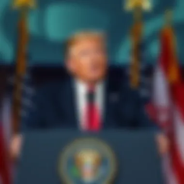 Trump discusses potential military action President Trump speaks at a podium with U.S. flags, hinting at military action against Iran