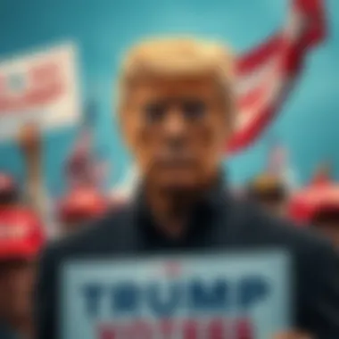 Trump voter looking worried A concerned Trump supporter holding a sign, looking troubled amid rising political tensions