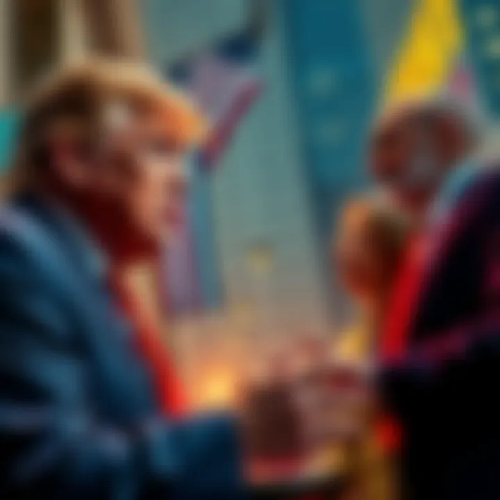 Graphic showing Trump and financial experts discussing cryptocurrency investment options for retirement plans