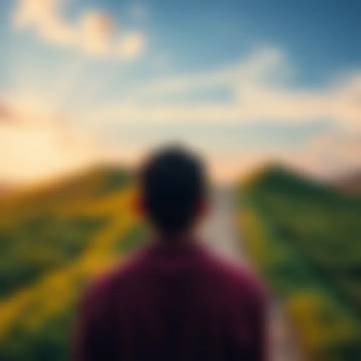 A person reflecting while looking at two overlapping paths in a serene setting, symbolizing choices after being misled.